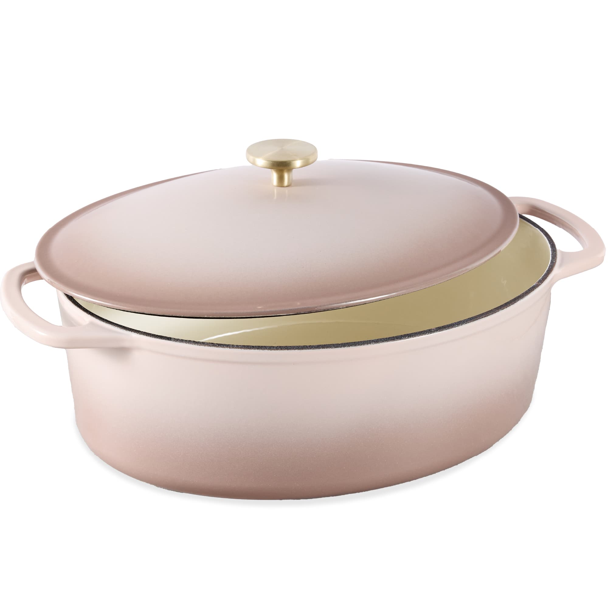 Front. Best Choice Products - Best Choice Products Oval 7.5 Quart Cast-Iron Dutch Oven, Heavy-Duty w/ Enamel, Side Handles - Mushroom Beige - Mushroom Beige.