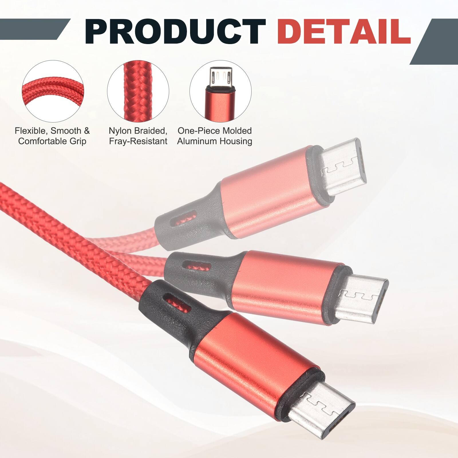 PRODUCT DETAIL

- Flexible, Smooth & Comfortable Grip
- Nylon Braided, Fray-Resistant
- One-Piece Molded Aluminum Housing