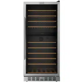 Empava - 23.43 In. 119-bottle Dual Zone Freestanding Wine Cooler - Compressor Cooling, 10 Shelves, Wine Fridge 41-64°F In - Black
