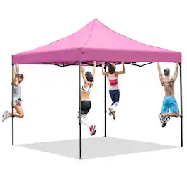 Ainfox - 10' x 10'Heavy Duty Pop up Canopy Tent,Folding Instant Outdoor Gazebo,Sun Shade Tent for Patio/Outdoor Parties - Pink