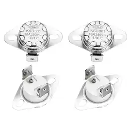 Unique Bargains - KSD301 Thermostat 180°C/356°F 16A Normally Closed N.C Temperature Switch for Microwaves/Oven 4pcs Ceramic - Silver