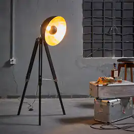 Teamson Home - Fascino 63" Industrial Metal Tripod Floor Lamp with Dish Shade