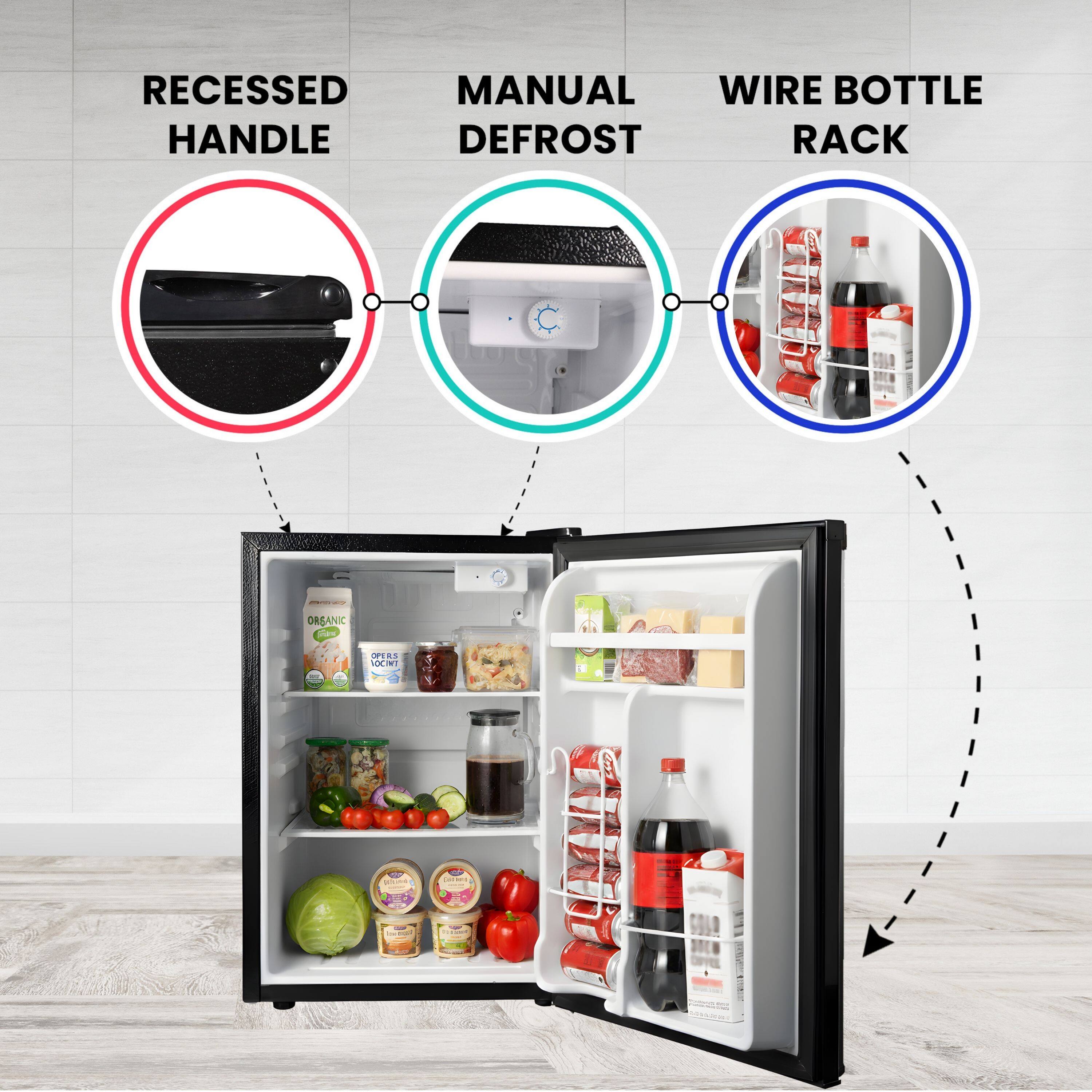 RECESSED HANDLE  
MANUAL DEFROST  
WIRE BOTTLE RACK