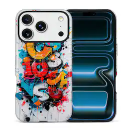 Finnhomy - Smartphone Case for iPhone 17 Pro - Graffiti Riot Design 3 Layer Military Protection Anti Slip Grip - Graffiti Riot for iPhone 17 Pro