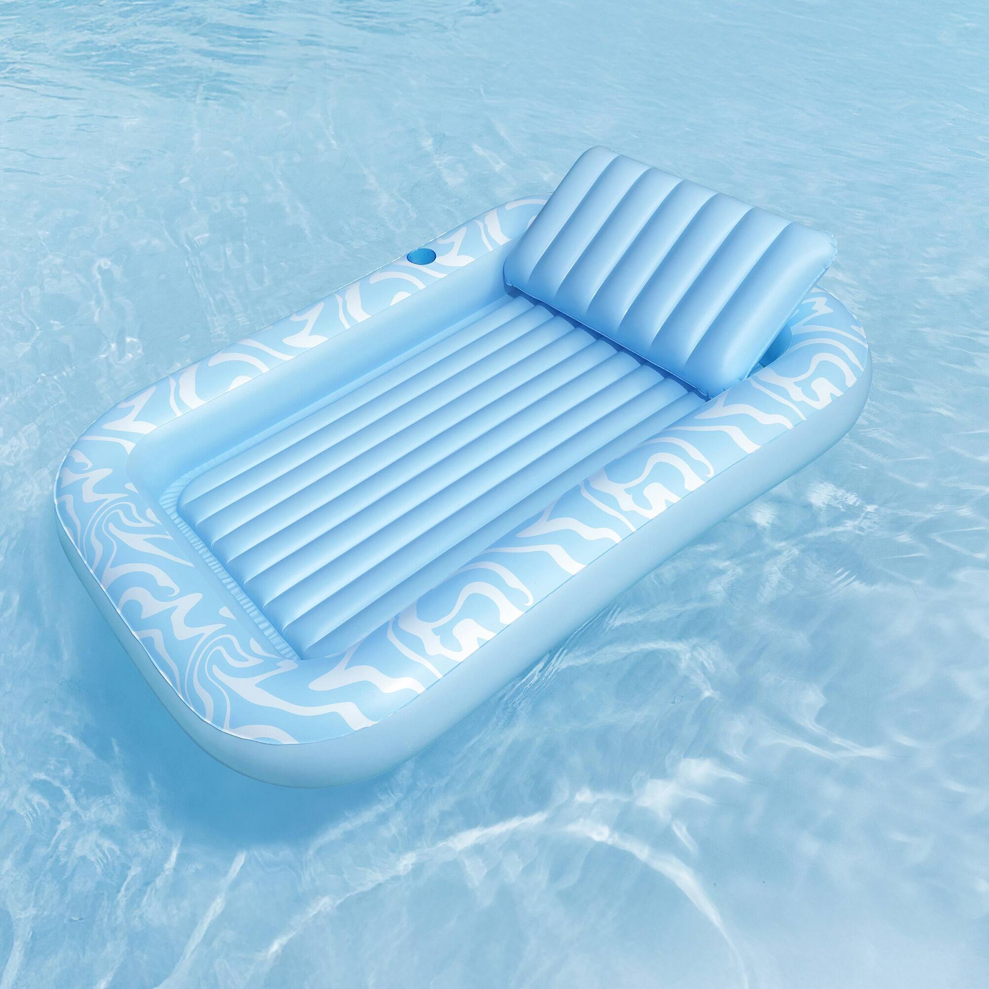 Alt View 6. Bestway - H2OGO! Sun-Kissed Tanning Lounge, 6'8" x 54" x 10" XL Inflatable Pool Float - Blue.