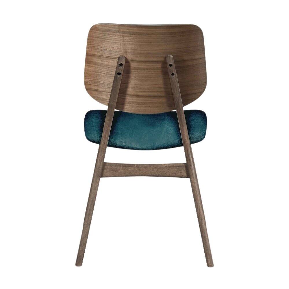Back. FurniFact - Wood Dining Chair Set of 2 Mid-Century Walnut Teal - Teal.