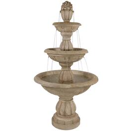 Sunnydaze - Cornucopia Polyresin Outdoor 3-Tier Water Fountain - Beige
