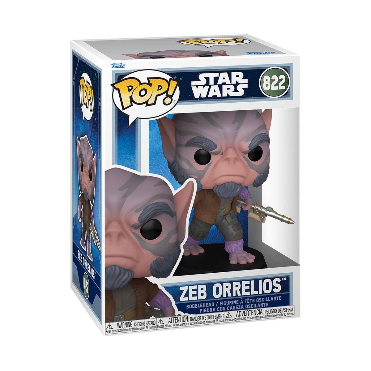 POP! FUNKO STAR WARS 822 ZEB ORRELLOS BOBBLEHEAD / OSCILANTE FIGURA CON CABEZA DE ASFIA ADVERTENCIA: PELIGRO 3 ATTENTION: DANGER D'ETOUFFEMENT  WARNING: CHOKING HAZARD - Small parts. Not for children under 3 years.