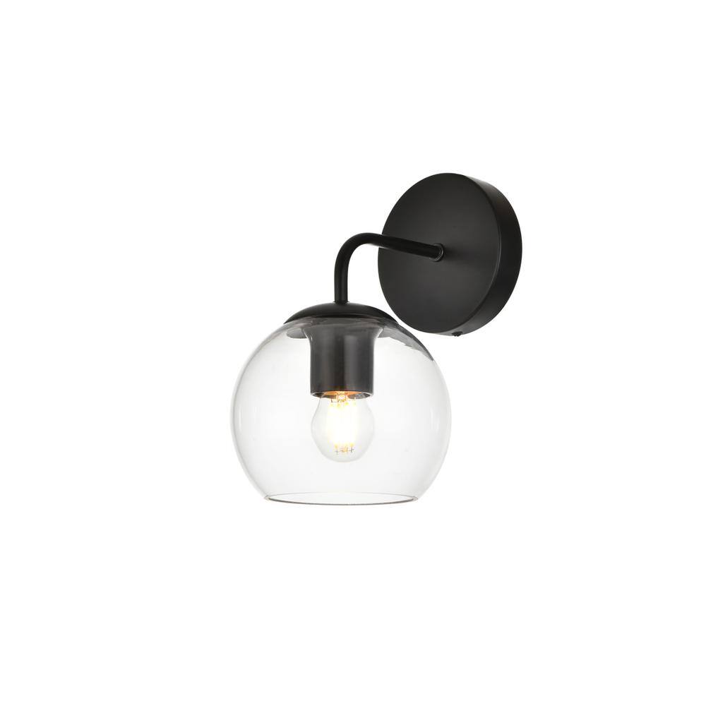 Alt View 1. Living District - Genesis 1 light Black and Clear Bath Sconce - Black And Clear.