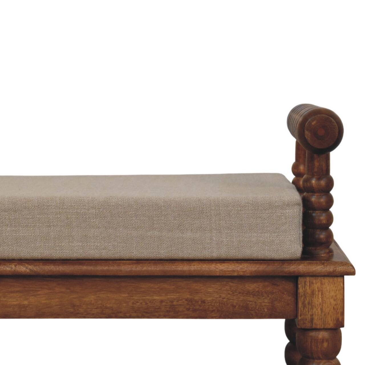 Back. Artisan Furniture - Artisan Furniture Solid Wood Amber Oak Mud Linen Bench - Brown.