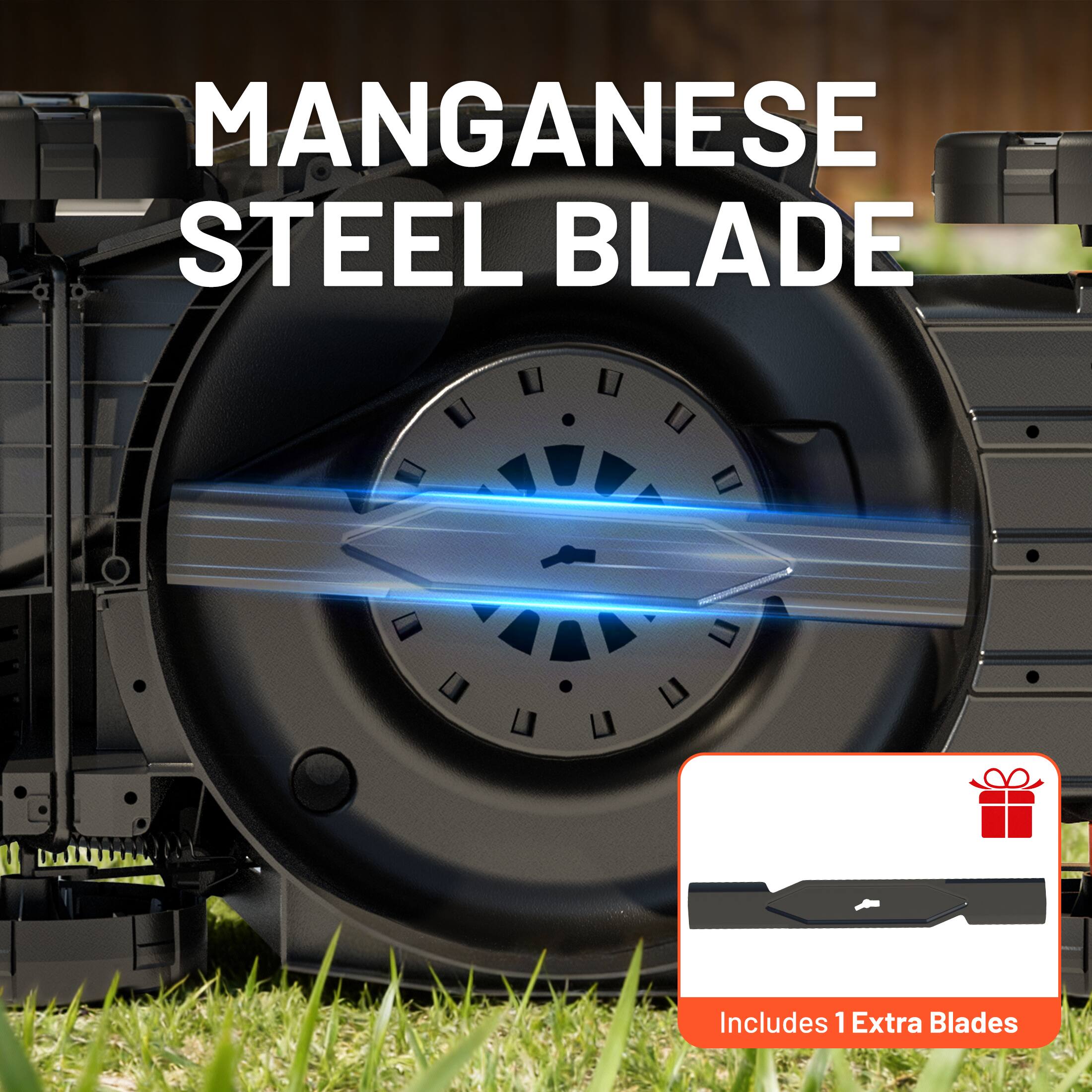 MANGANESE STEEL BLADE  
Includes 1 Extra Blades