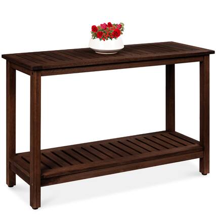 Front. Best Choice Products - Best Choice Products 48in 2-Shelf Indoor Outdoor Wooden Console Table Multifunctional Buffet Bar Storage - Espresso - Espresso.