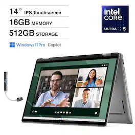 Dell - Latitude 7450 2-in-1 Laptop 14" Touch FHD+ Display (Intel Ultra 5-135U, 16GB LPDDR5X, 512GB SSD, Win 11 Pro) w/USB Hub - Smoke Gray