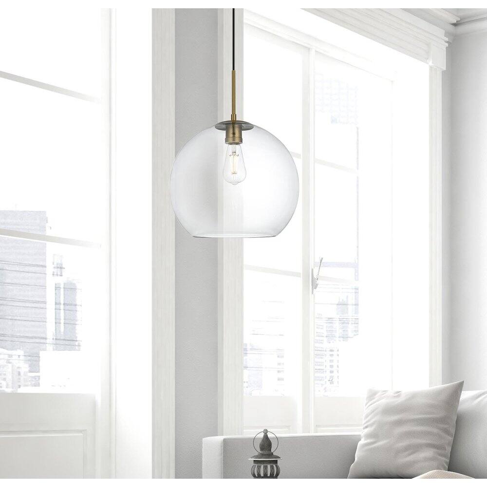 Alt View 5. Living District - Baxter 14 Inch Pendant Clear Shade in Satin Gold - Satin Gold And Clear.