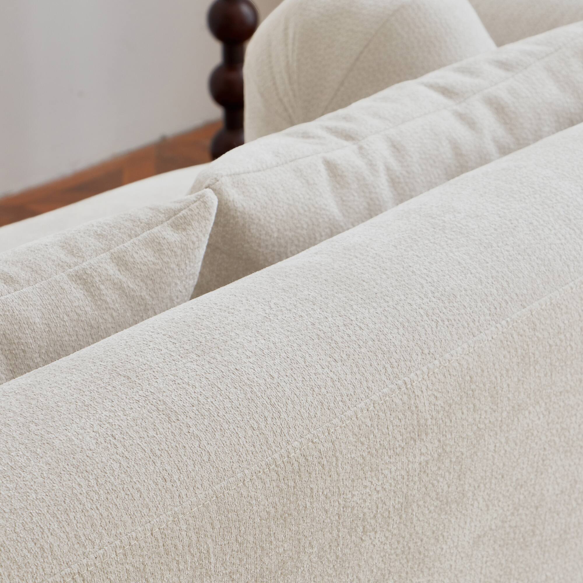 Alt View 5. GOODSILO - Modern Memory Foam Two-Seater Sofa with Deep Seat and Premium Chenille Fabric, No Assembly Required - Beige.