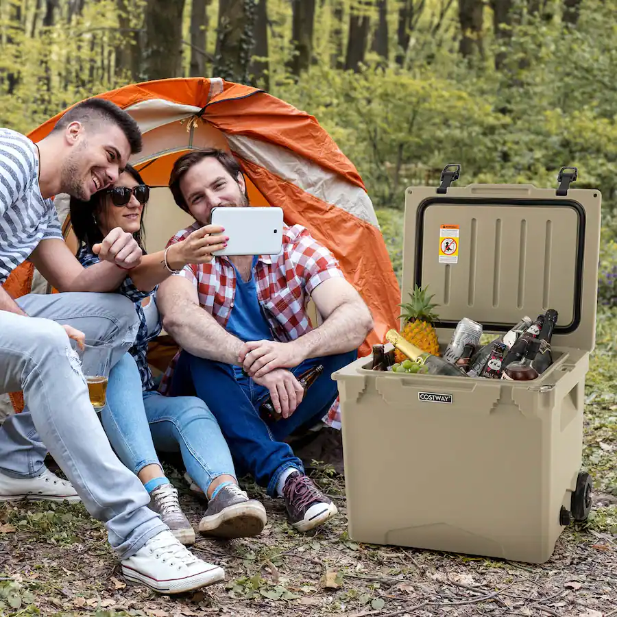 Costway 42 Qt Portable Cooler Roto Molded Ice Chest Insulated 5 7 Days ...