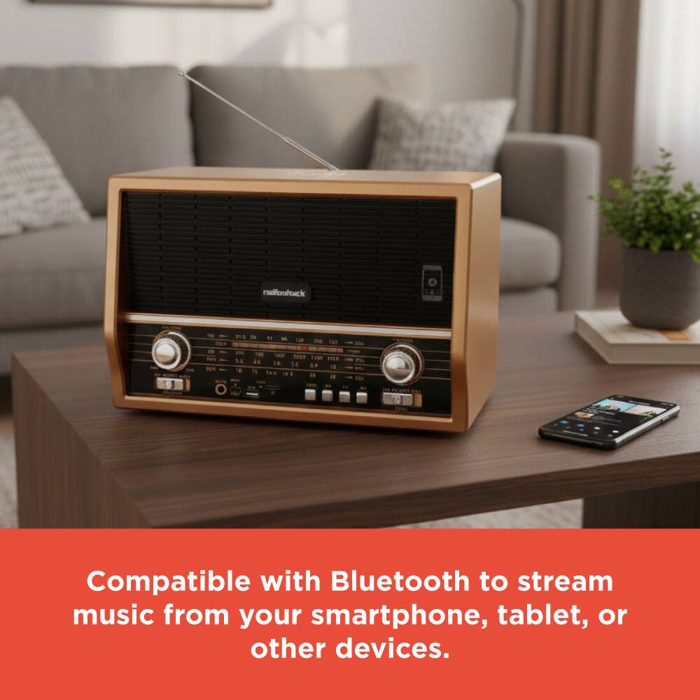 Compatible with Bluetooth to stream music from your smartphone, tablet, or other devices.
