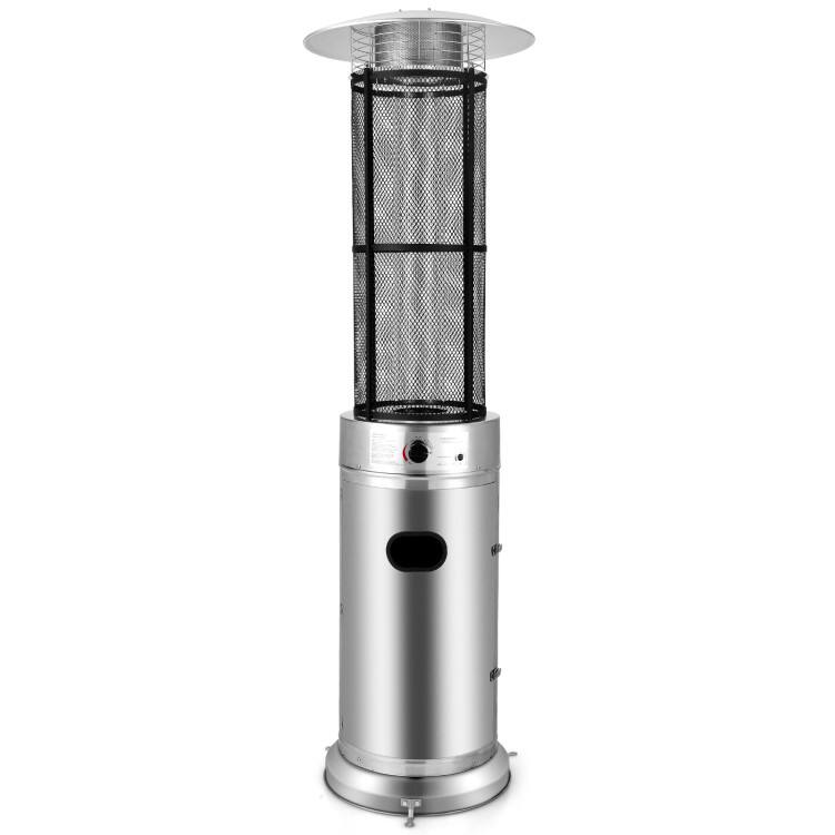 Angle. Mondawe - 40000 BTU Stainless Steel Round Glass Tube Patio Heaters - Silver.