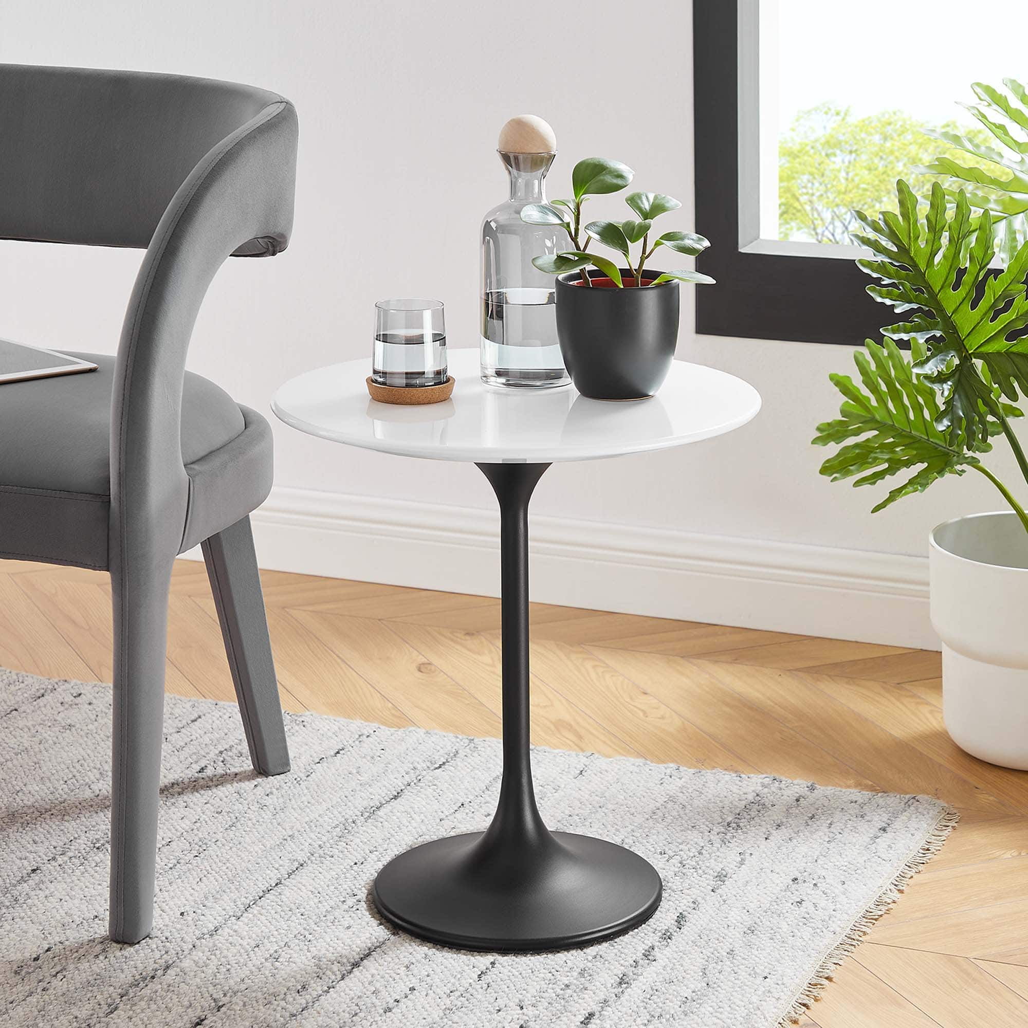 Modway - Lippa Round Wood Side Table - Black White
