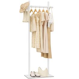 Refined Abode Design - Coat Rack Freestanding With Rock Base Metal Hanger Stand Industrial Garment Clothes Tree For Bedroom Living - White 19.7*11.8*68.9in