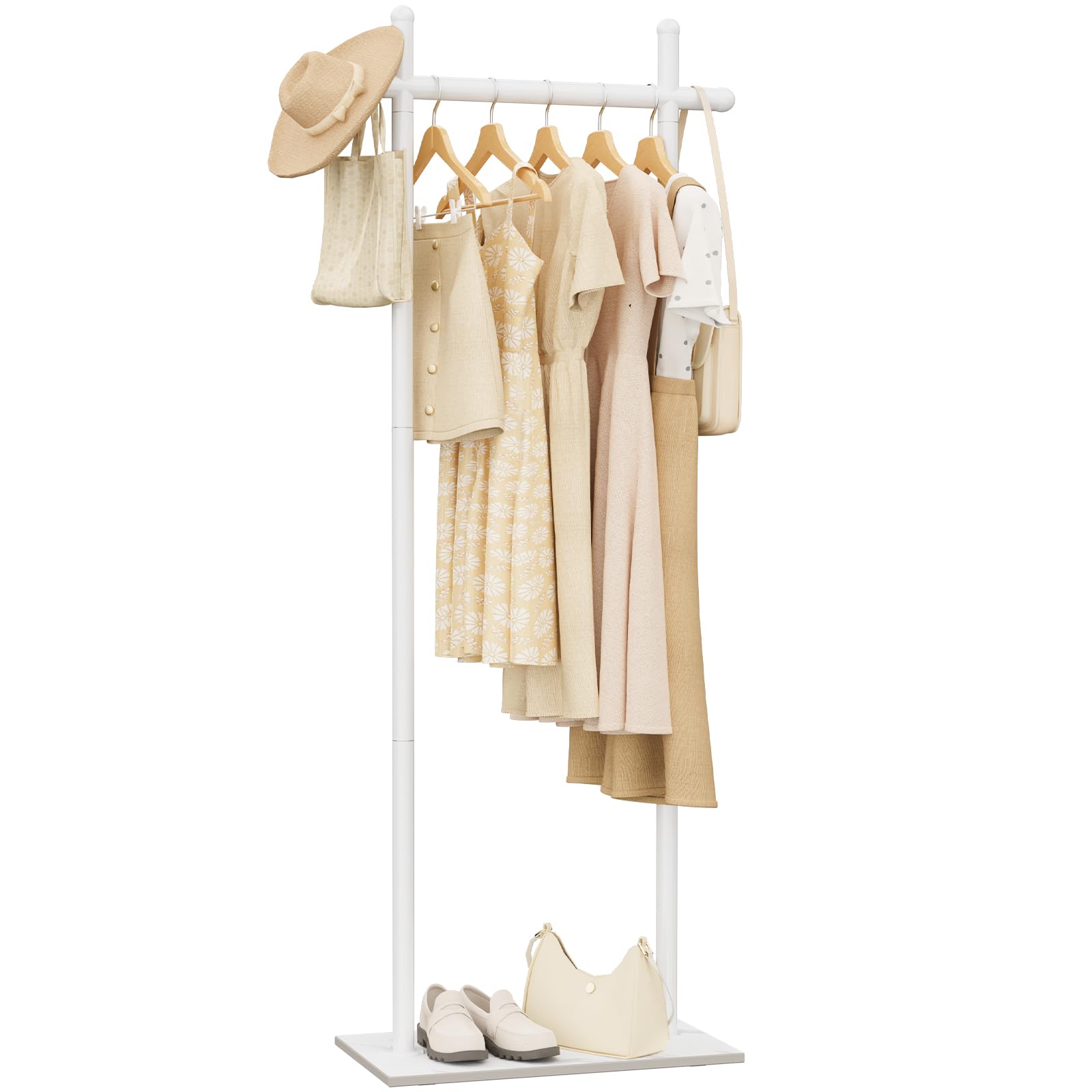 Front. Refined Abode Design - Coat Rack Freestanding With Rock Base Metal Hanger Stand Industrial Garment Clothes Tree For Bedroom Living... - White 19.7*11.8*68.9in.