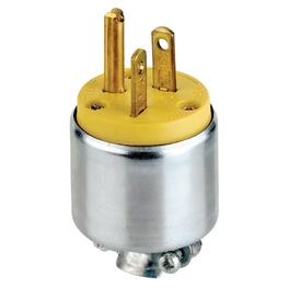 Leviton - Commercial Armored Ground/Straight Blade Plug 5-20P 18-12 AWG 2 Pole 3 Wire - Yellow
