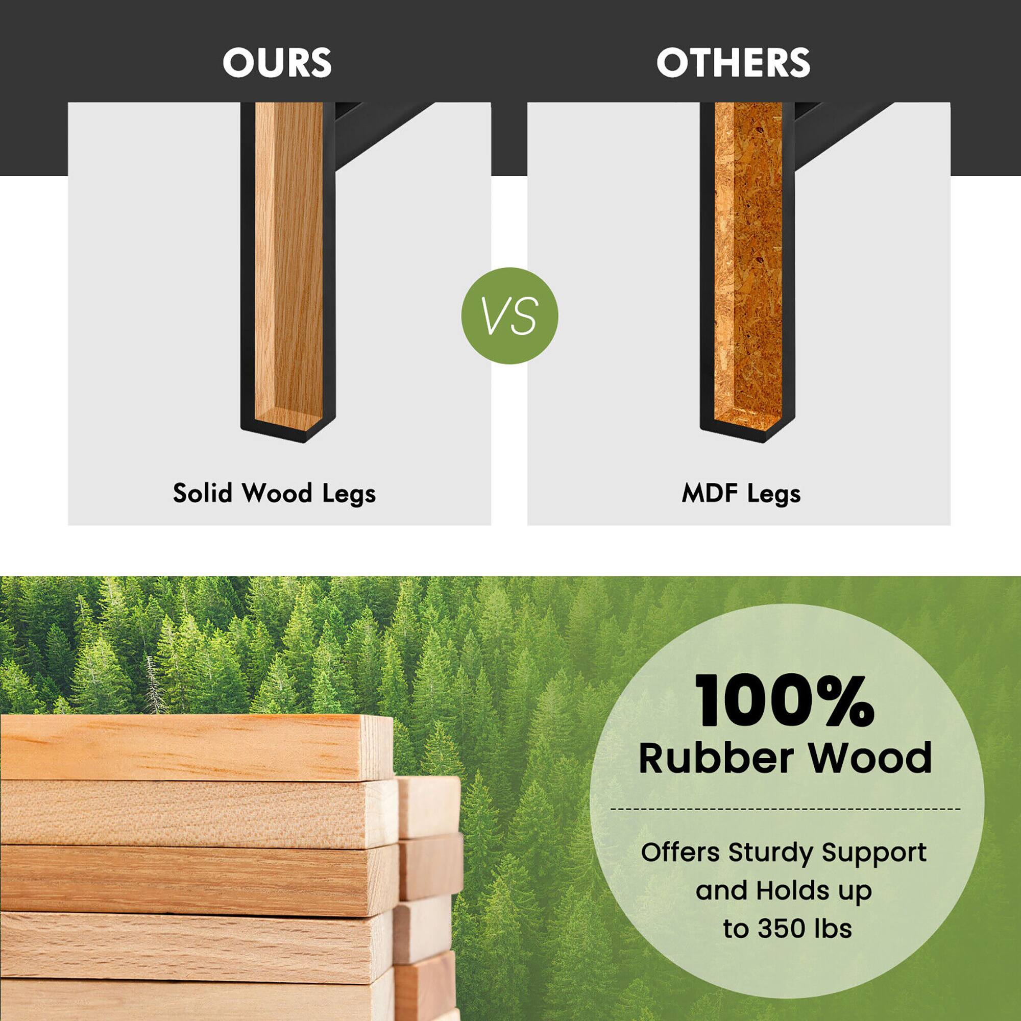 OURS OTHERS VS Solid Wood Legs MDF Legs 100% Rubber Wood Offers Sturdy Support and Holds up to 350 lbs