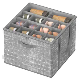 Songmics Home - Shoe Organizer for Closet, Shoe Storage Box with Clear Lid, Foldable Fabric Bins, Holds 16 Pairs, Reinforced Handles - Cattail Gray