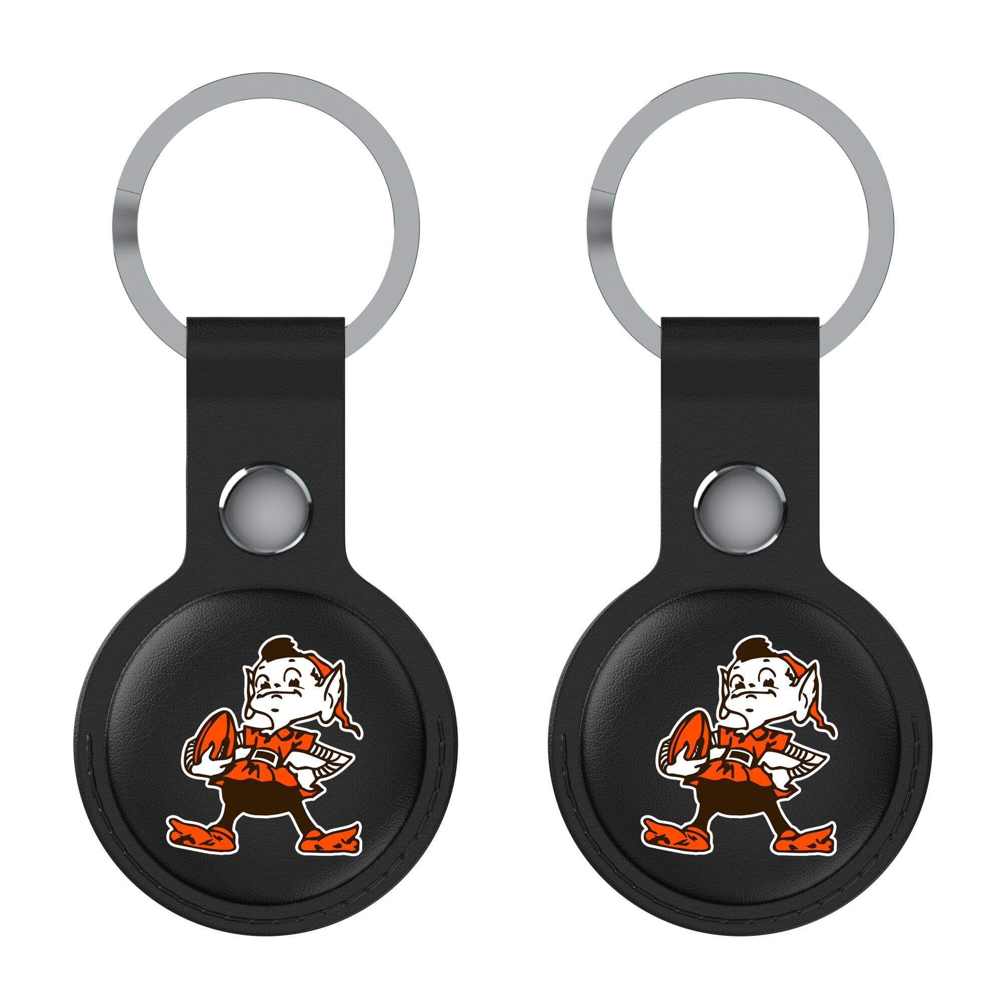 Front. Keyscaper - Black Cleveland Browns Two-Pack AirTag Holders - No Size - Black.
