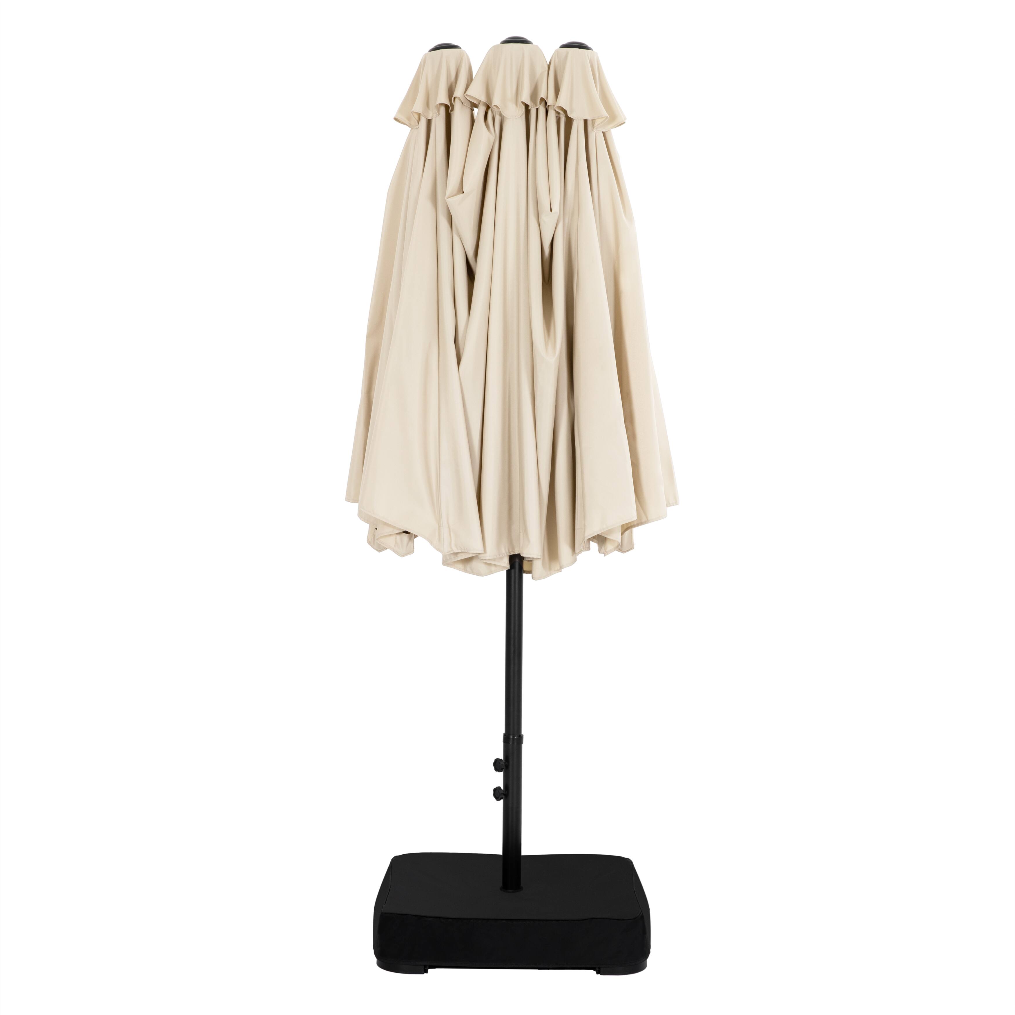 Alt View 6. Nuu Garden - 15FT Double-Sided Patio Umbrella with Umbrella Base and 2 Sandbags - Beige.