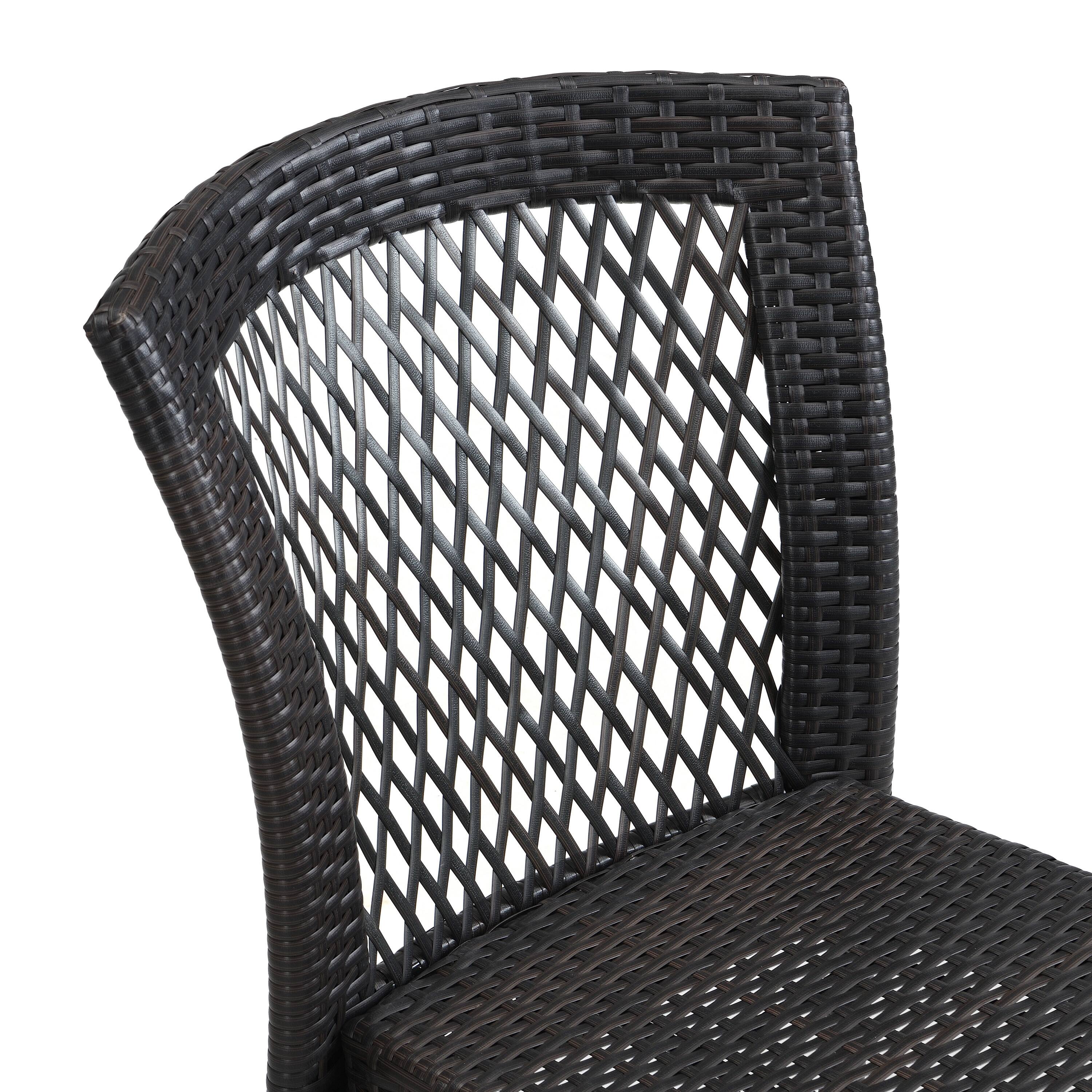 Alt View 4. Mondawe - Set of 2 Outdoor PE Rattan Stackable Dining Chairs - Brown.