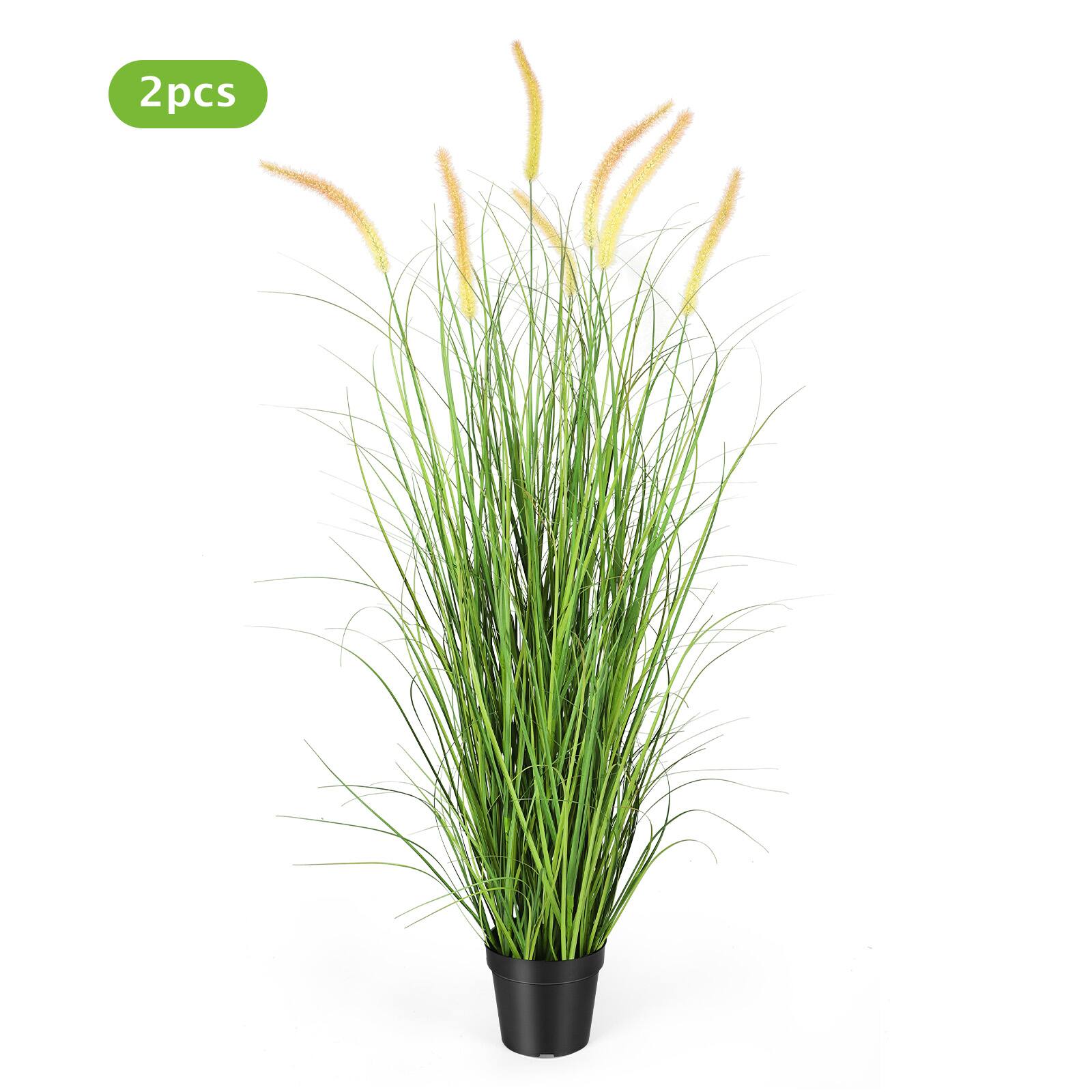 Alt View 3. Oumilen - 5ft Artificial Ornamental Grass 2-Pack, Faux Foxtail Grass Plant with Pots UV Resistant Fake Greenery Indoor Outdoor - Green.