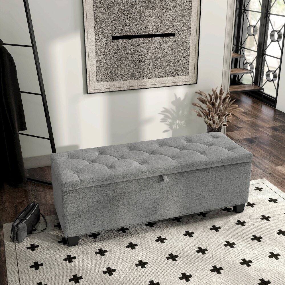 Alt View 4. Furniture of America - Furniture of America Ullan Storage Bench - Gray.