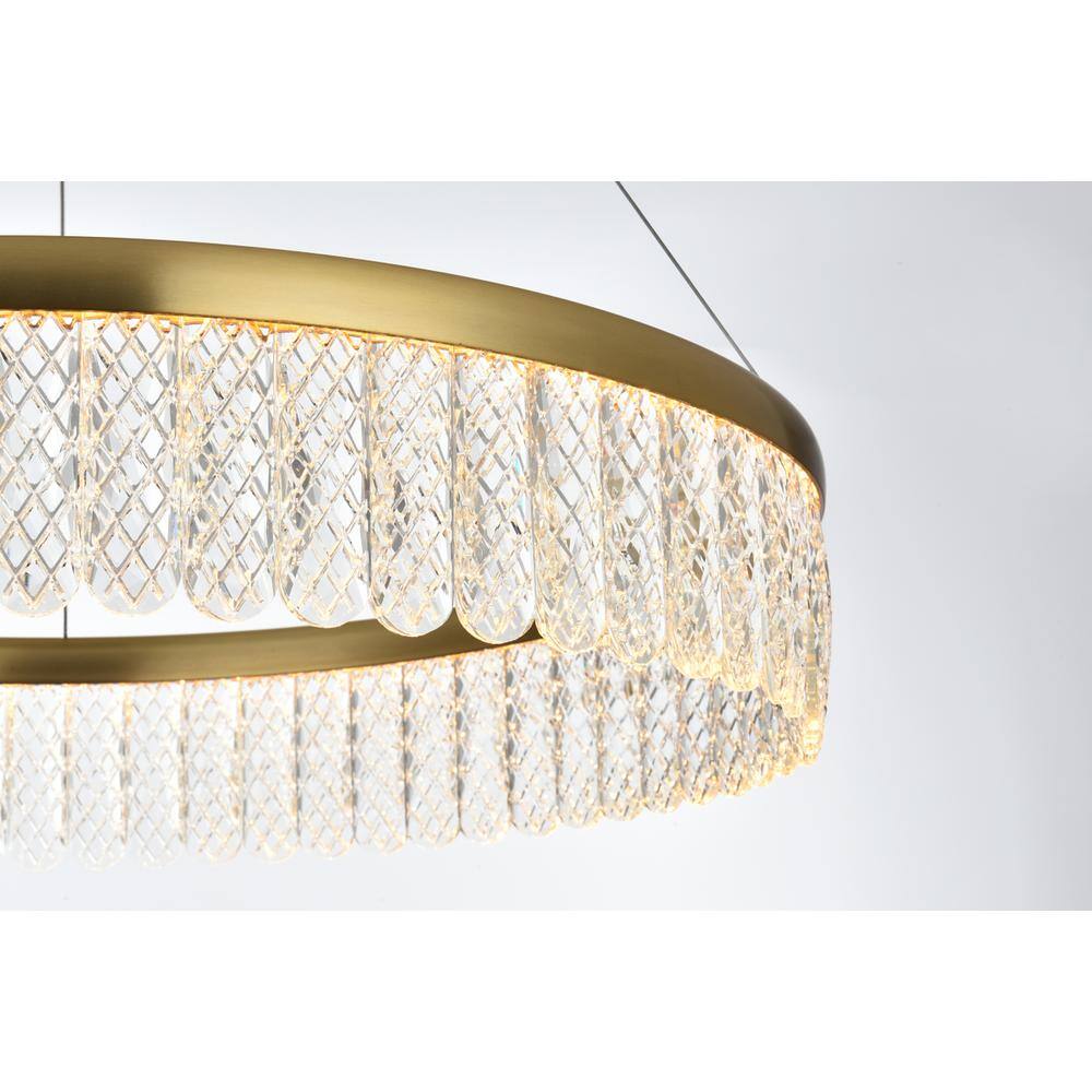 Alt View 8. Elegant Lighting - Rune 24 inch Adjustable LED chandelier in Satin Gold - Satin Gold.