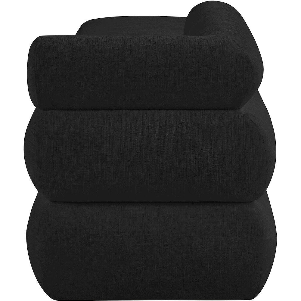 Alt View 3. Meridian Furniture - Kennedy Black Chenille Fabric Bench - Black.