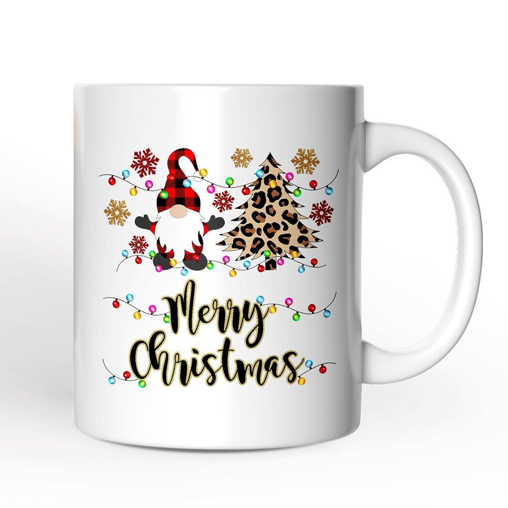 OrnamentallyYou - Gnome Buffalo Plaid Christmas Gift Mug - White