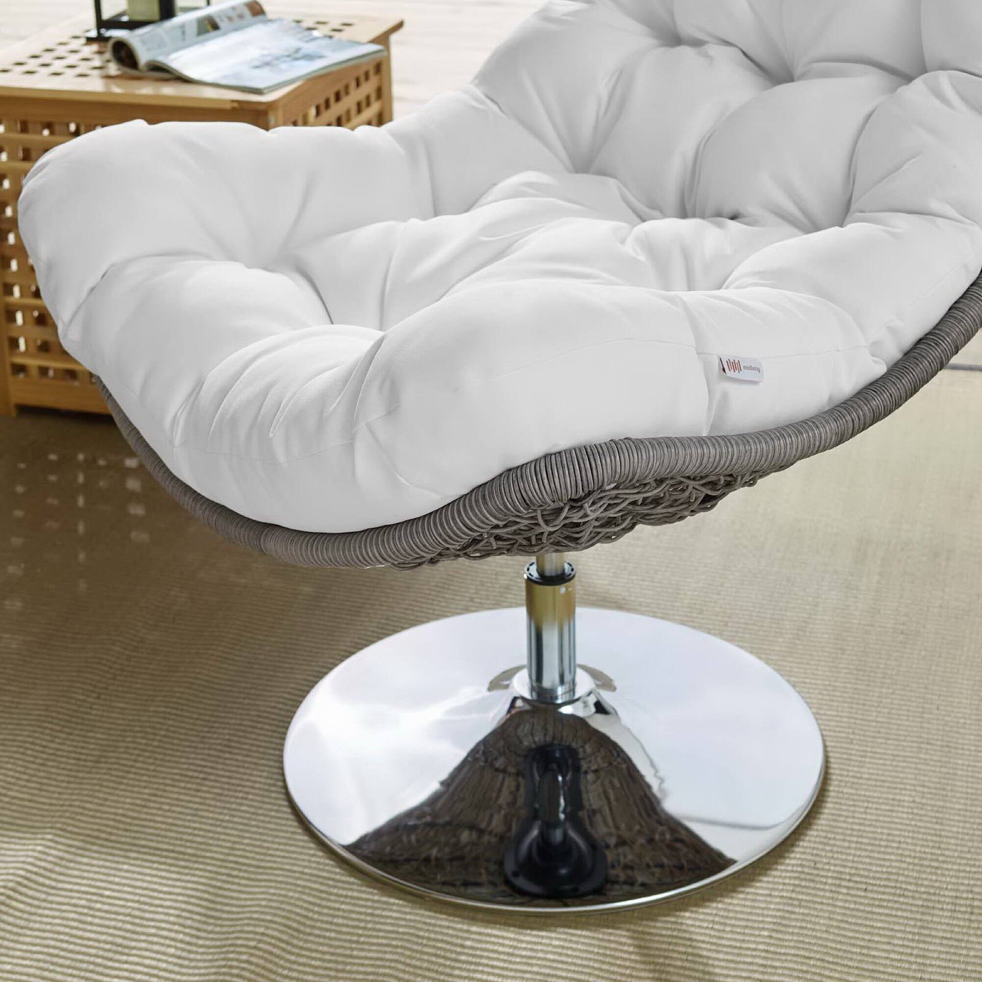 Left. Modway - Brighton Wicker Rattan Outdoor Patio Swivel Lounge Chair by Modway - Light Gray White.