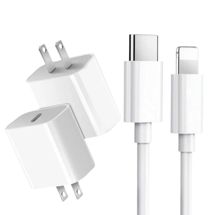 Front. Home Collection - Fast Charger for iPhone 15 Pro Max - 20W Adapter with 3Ft Cable.