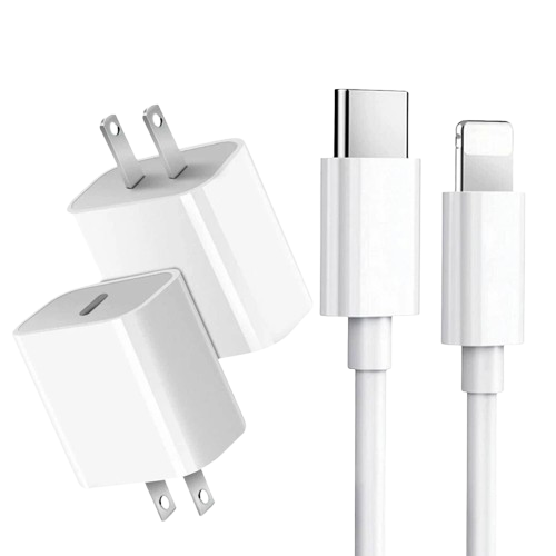 Front. Home Collection - Fast Charger for iPhone 15 Pro Max - 20W Adapter with 3Ft Cable.