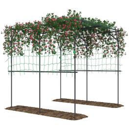 Outsunny - Garden Arch Trellis, 7.3 FT Tall Plant Trellis Support with Climbing Net, Outdoor Cucumber Trellis - Black