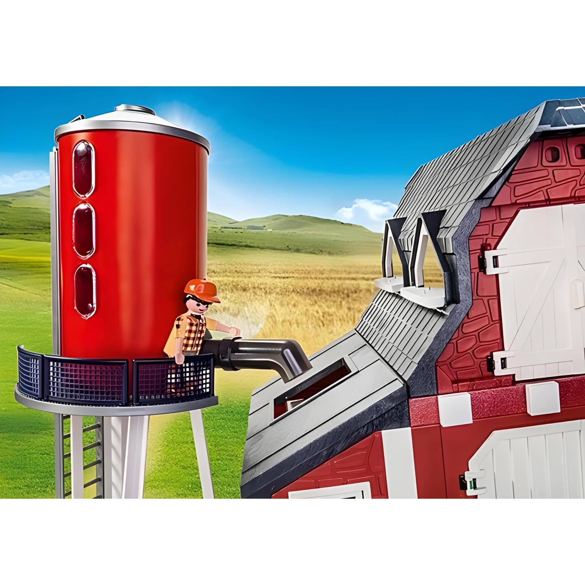 Alt View 2. Playmobil - Playmobil 9315 Barn with Silo Building Set - Red.