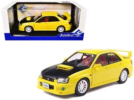2003 Subaru Impreza WRX STI RHD (Right Hand Drive) with Carbon Hood 1/18 Diecast Model Car by Solido - Yellow