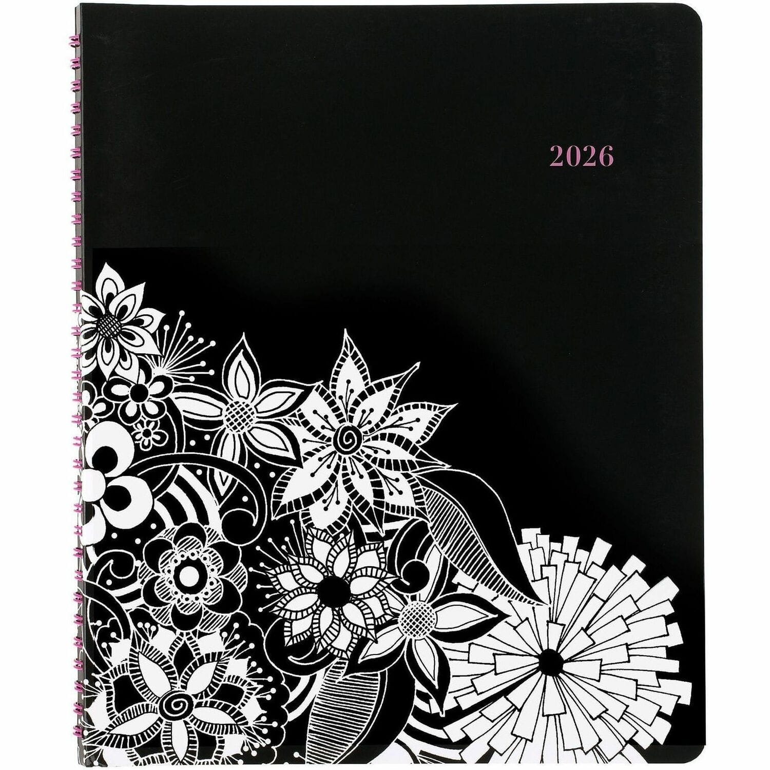 Cambridge - FloraDoodle Premium Weekly Monthly Appointment Book, Black, White, Large, 8 1/2 x 11, Multi