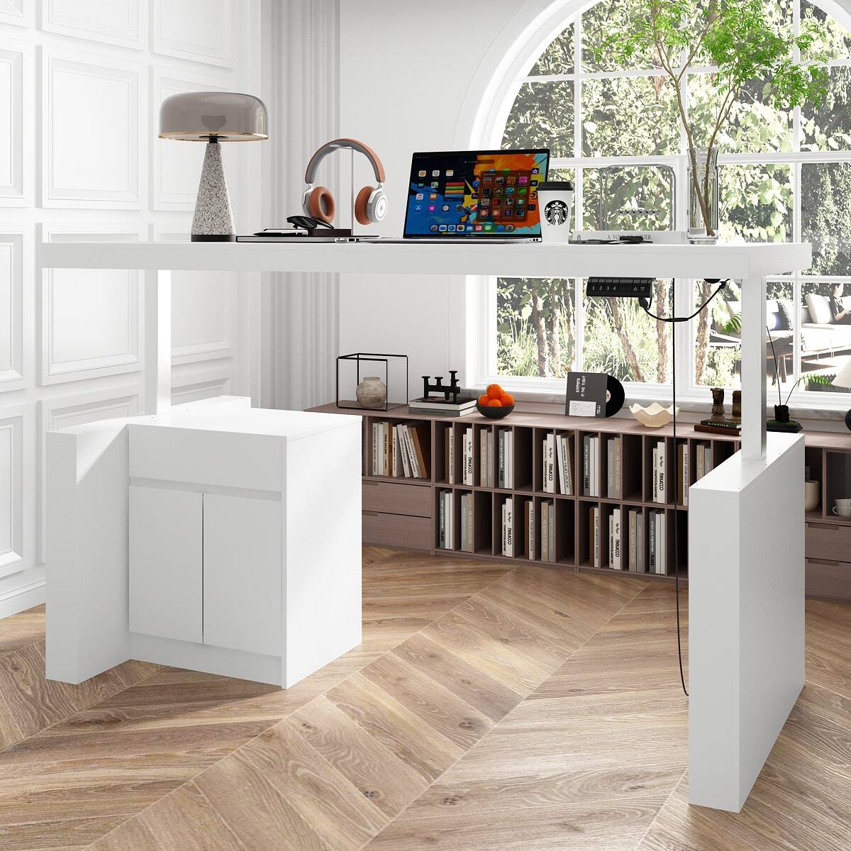 Alt View 10. FUFU & GAGA - FUFU&GAGA Electric Height - Adjustable Desk with Storage – Smart Home Office Solution - White.