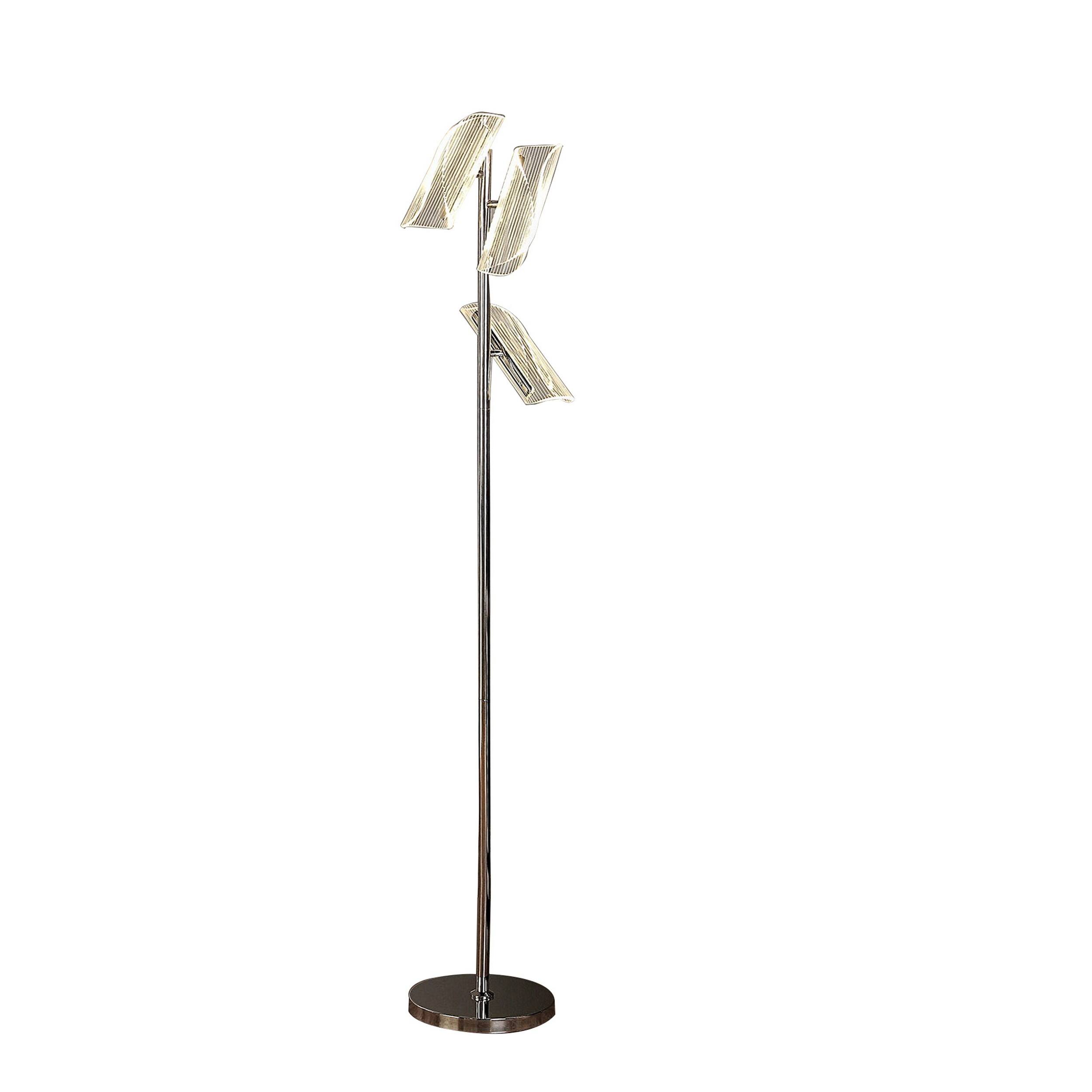 Front. Manhattan Lane - Spark 62 Inch Floor Lamp, 3 Cylindrical Acrylic Shades, Bright Nickel.