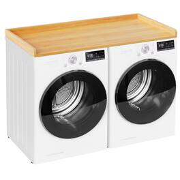 Tooloton - Washer Dryer Countertop Shelf, 54x27.5 Inch Laundry Organizer with Edge Guard, Storage Cover in Maple Color - Maple Wood