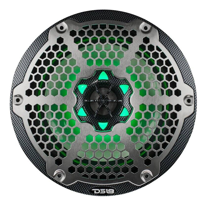 Alt View 2. DS18 Audio - NXL 8" 2-way Coaxial Speaker with RGB LED Lights, Built-in Driver and Grille (Pair), 125W RMS 4-Ohm.
