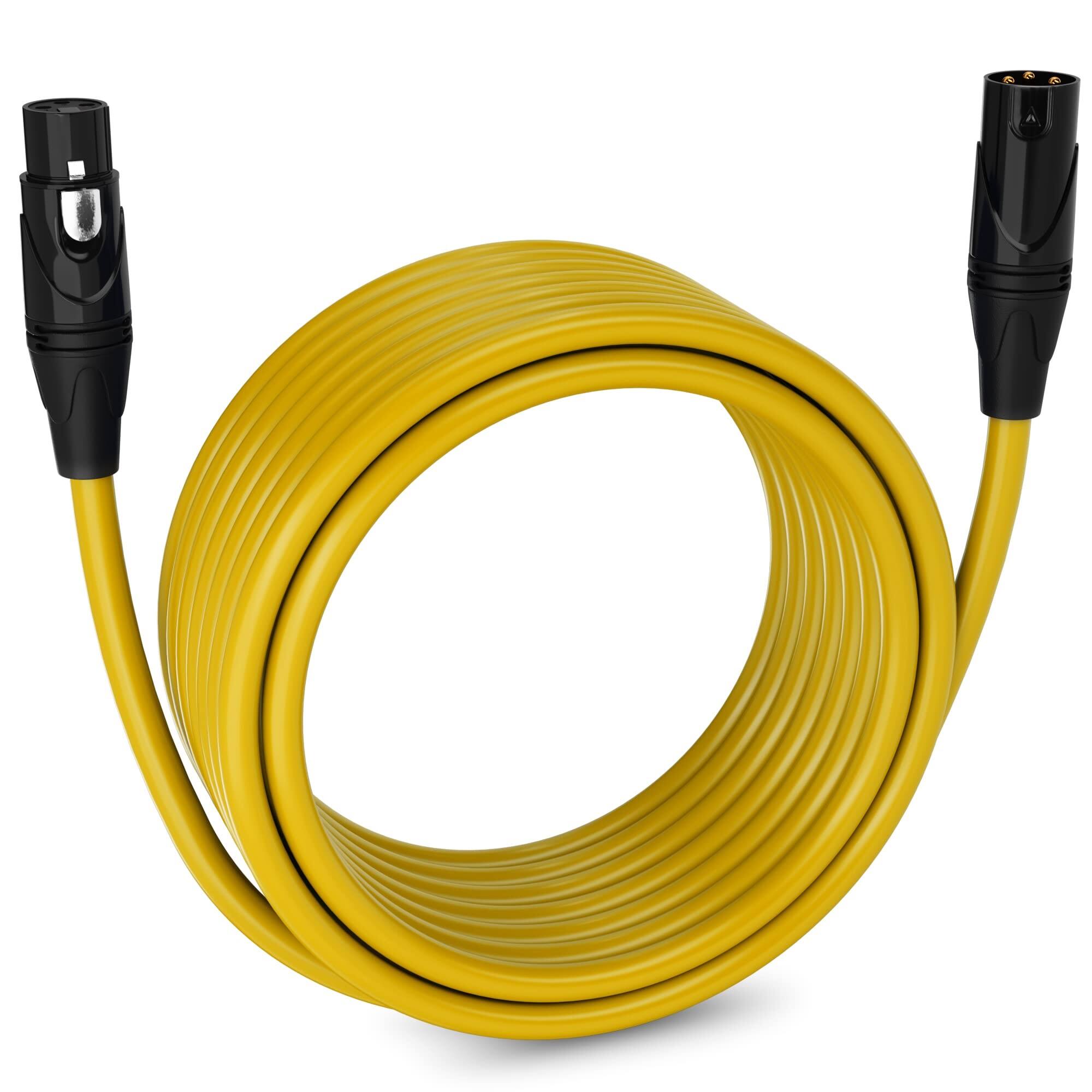 Front. Lyxpro - 30 ft Balanced XLR Cable, Male to Female, 3 Pin Microphone Cable - Yellow.