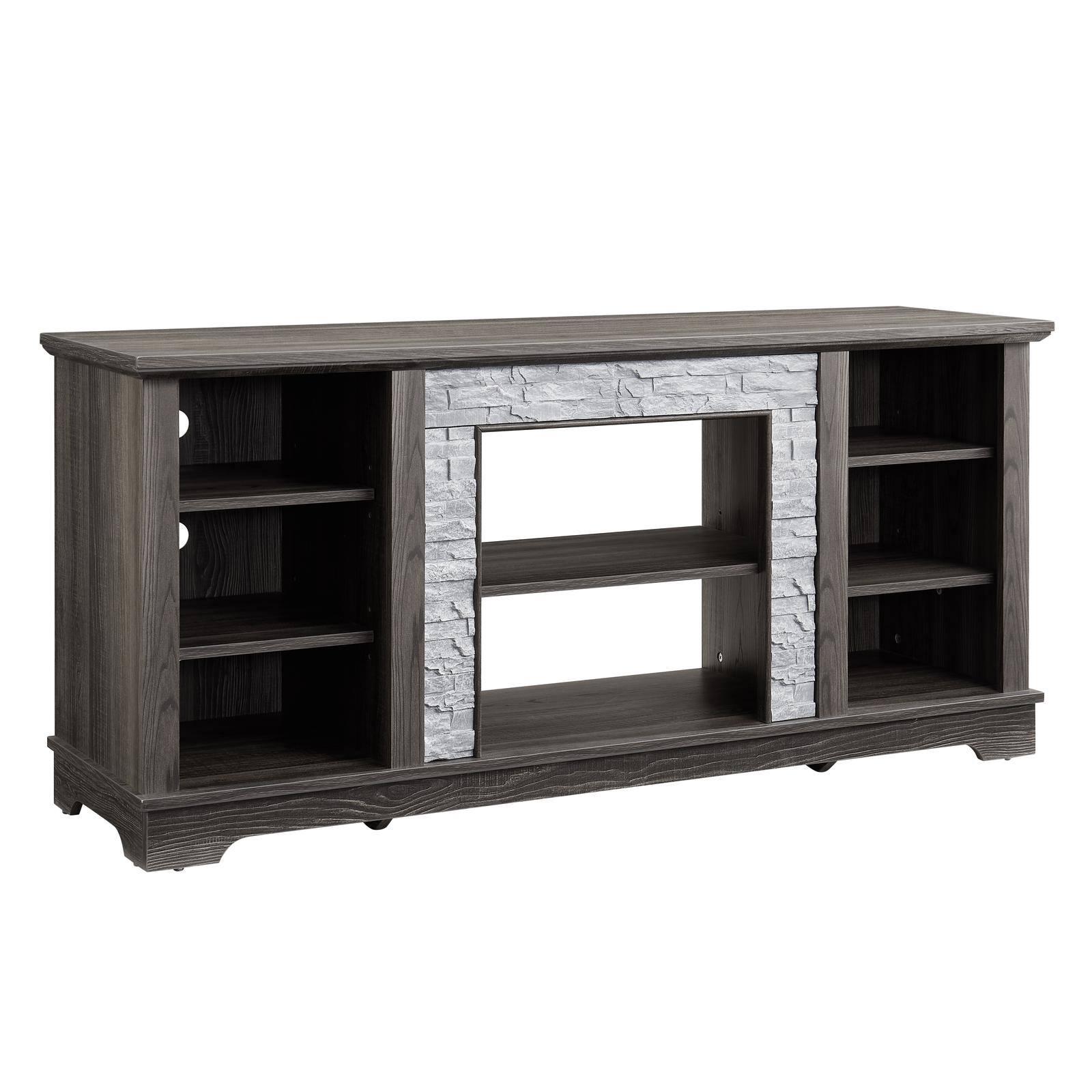 Alt View 7. Spaco - Spaco Stone TV Stand for 65 Inch TVs, Faux Stacked Stone Mantel, Modern Console with Open Storage, for Living Room - Grey.