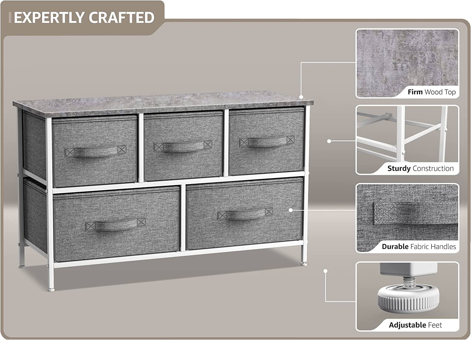 EXPERTLY CRAFTED

- Firm Wood Top
- Sturdy Construction
- Durable Fabric Handles
- Adjustable Feet